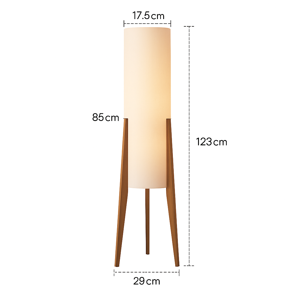 Lampadaire en bois massif avec abat-jour tissu – art nordique, lecture
