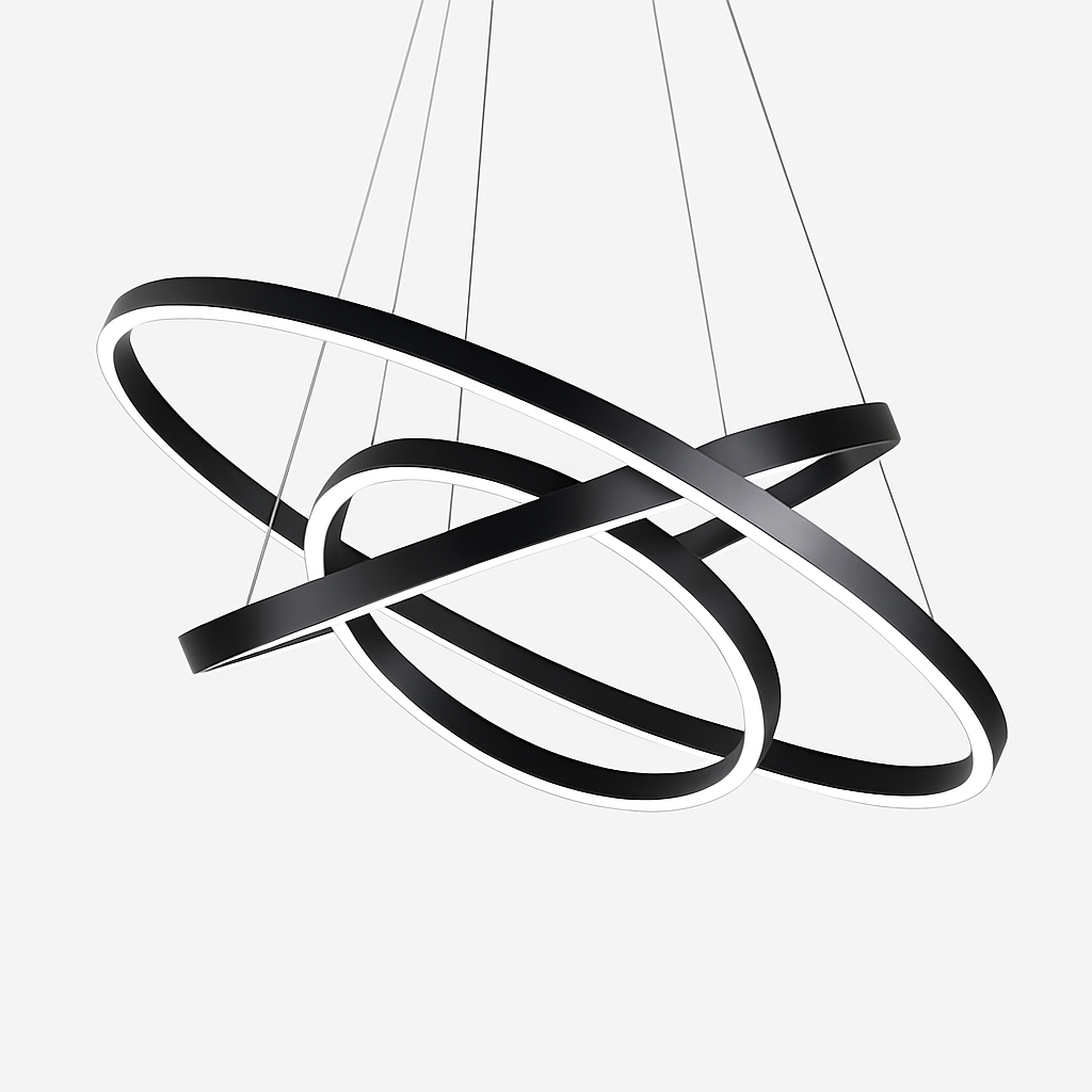 Lustre LED cercles entrelacés en métal – noir ou blanc, dimmable