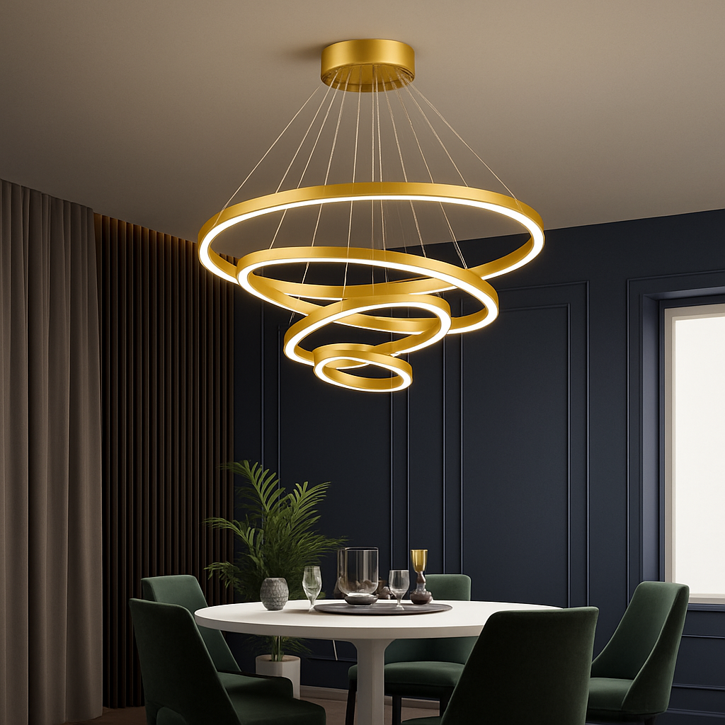Lustre LED cercles entrelacés en métal – noir ou blanc, dimmable