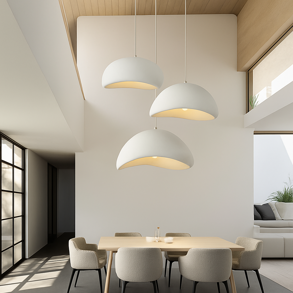 Lustre LED suspendu style wabi-sabi nordique – ambiance naturelle