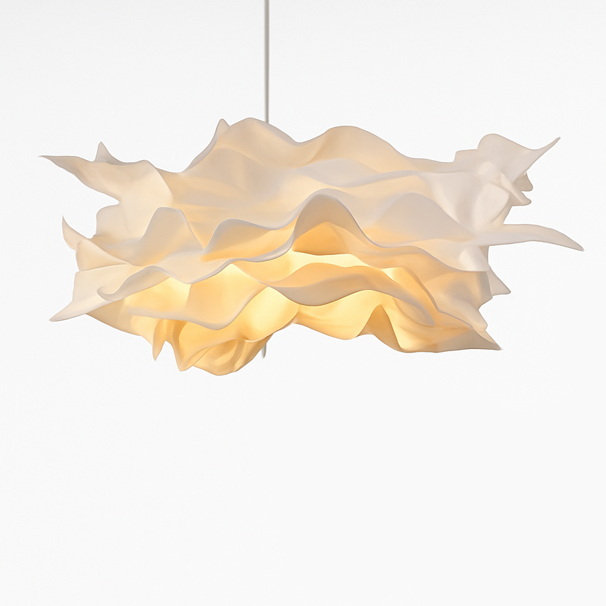Lustre en papier blanc design floral – luminaire suspendu créatif E27