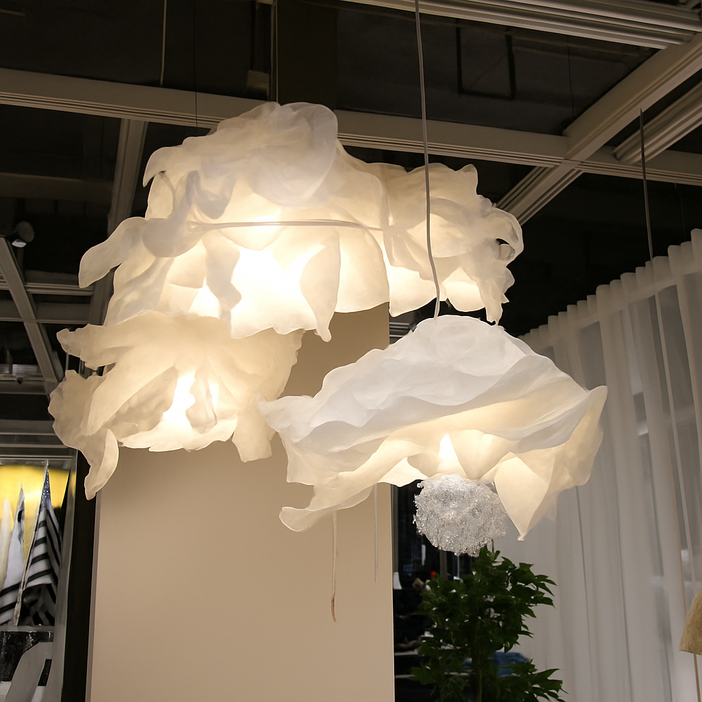 Lustre en papier blanc design floral – luminaire suspendu créatif E27