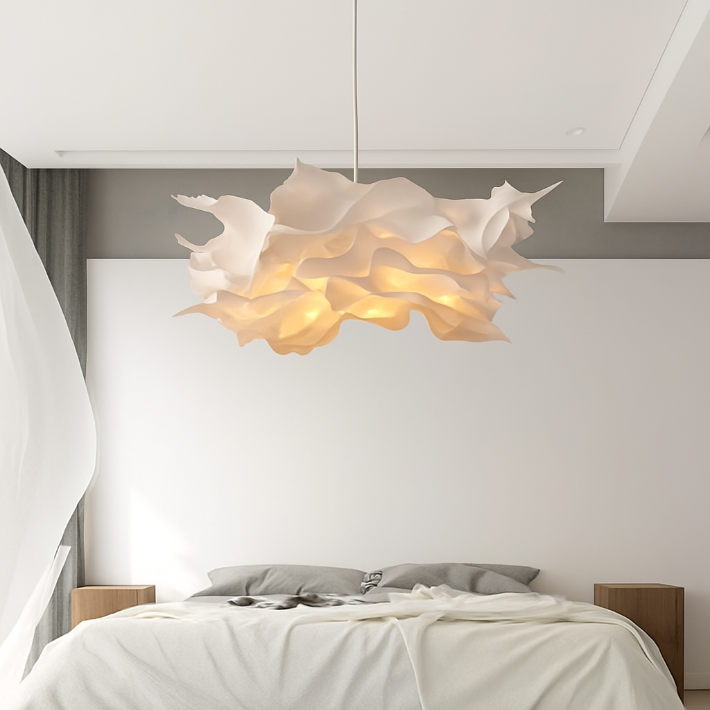 Lustre en papier blanc design floral – luminaire suspendu créatif E27