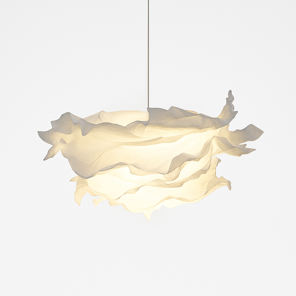 Lustre en papier blanc design floral – luminaire suspendu créatif E27