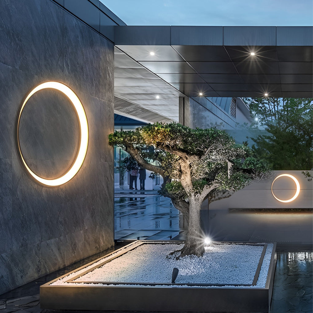 Applique Murale Extérieure Ronde LED – Effet Pleine Lune