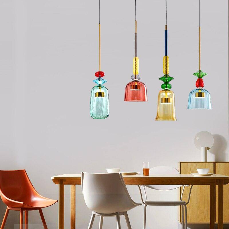 Suspension LED en verre teinté coloré – style nordique Illumy