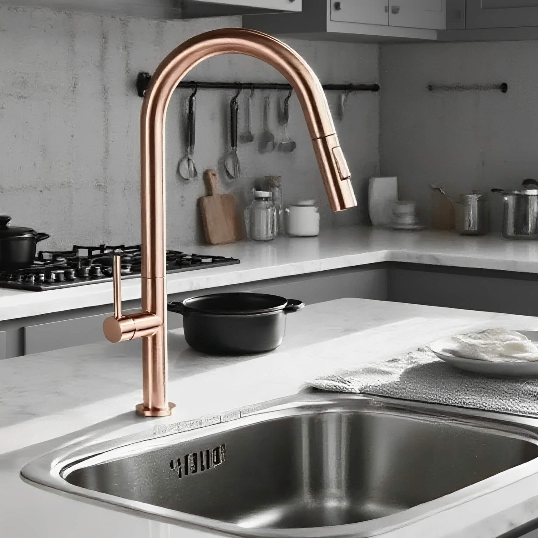 Robinet de cuisine avec douchette extractible design