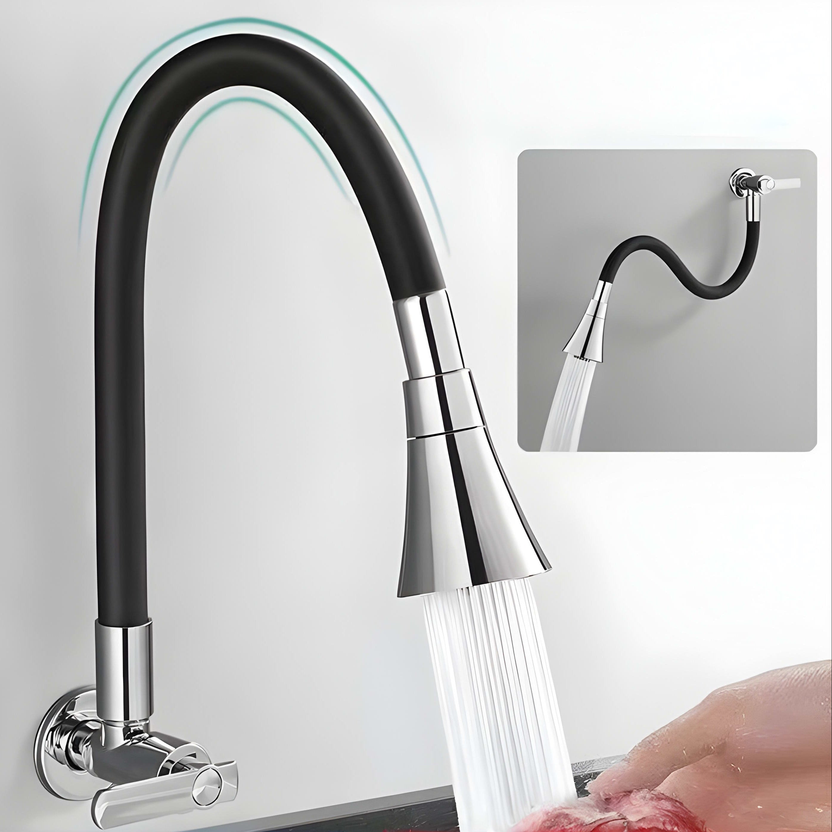 Robinet mural cuisine - Flexible pivotant 360° - Eau froide