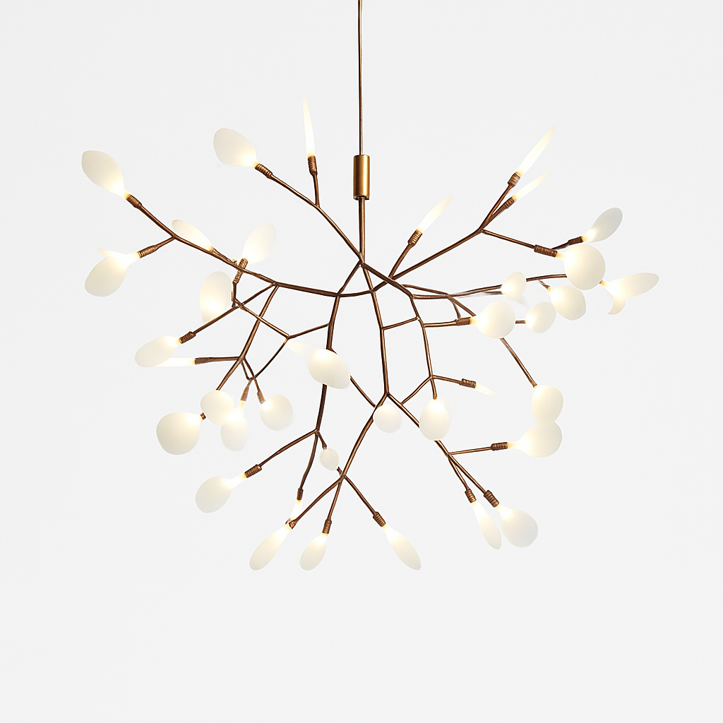 Suspension LED en fer ramifié style arbre – cuivré ou noir