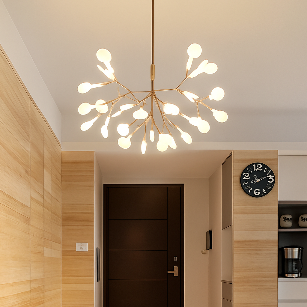 Suspension LED en fer ramifié style arbre – cuivré ou noir