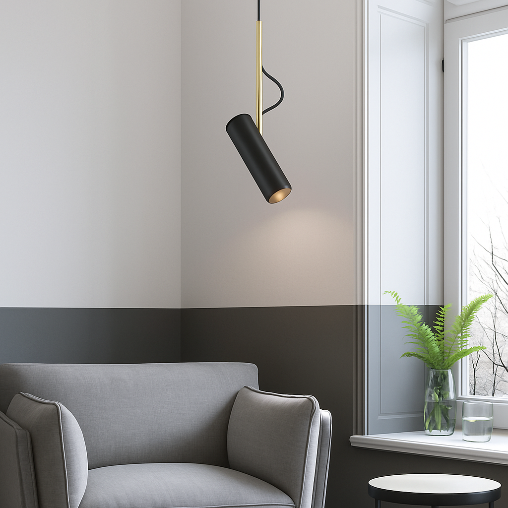 Suspension spot orientable en aluminium – tige dorée, noir ou blanc