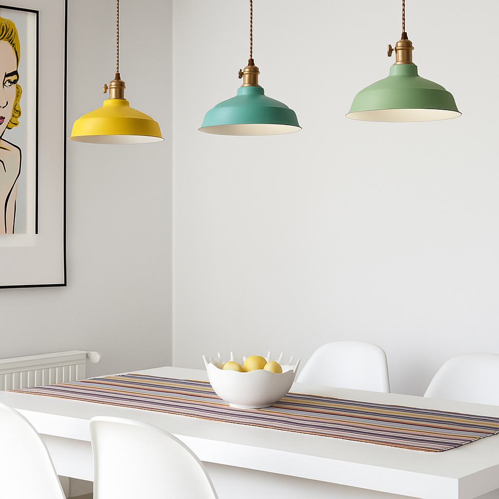 Suspension LED en métal coloré style industriel – Loft