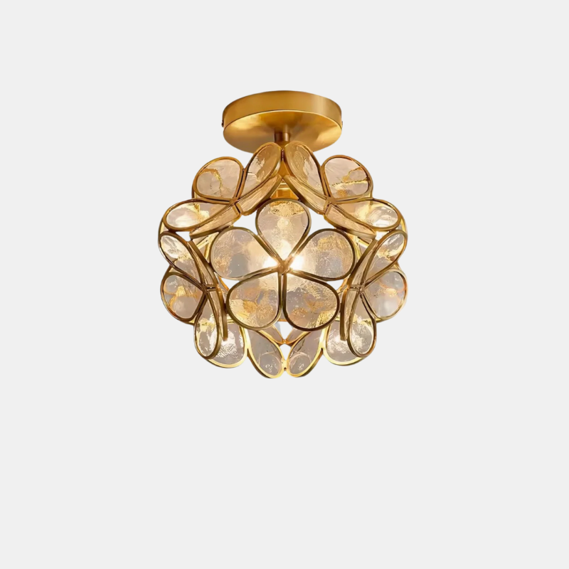 Plafonnier Floral en Verre Sculpté